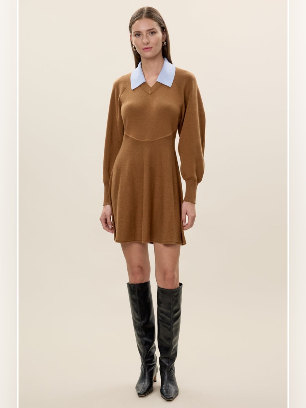 Rebecca Taylor Rhea Sweater Dress V-Neck Collar Feminine Office Casual Size S